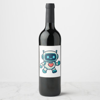 AI & Robotkaraktärer Vinflaska Etikett