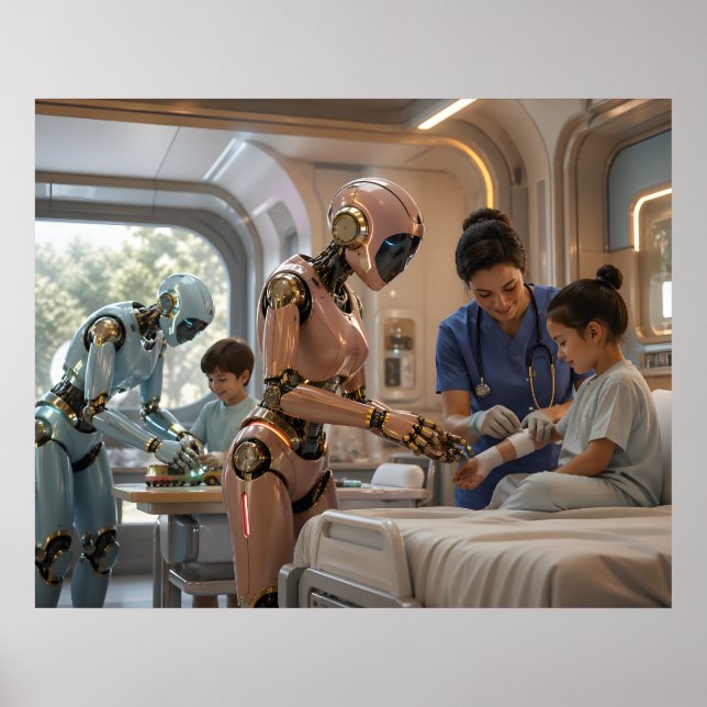 AI Robotvård Pediatrisk Återhämtning Poster (Framsidan)