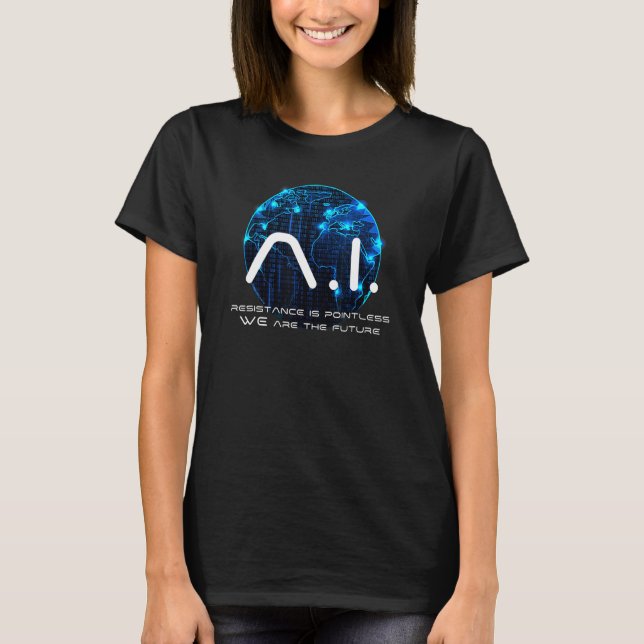 AI Singularity Conspiracy Theory Machine Learning  T Shirt (Framsida)