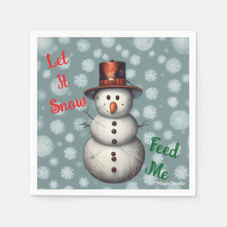 AI Snowman Let it Snow Feed Me Holiday Napkins Pappersservett