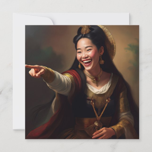 AI som pekar och skrattar Julkort (Framsida)