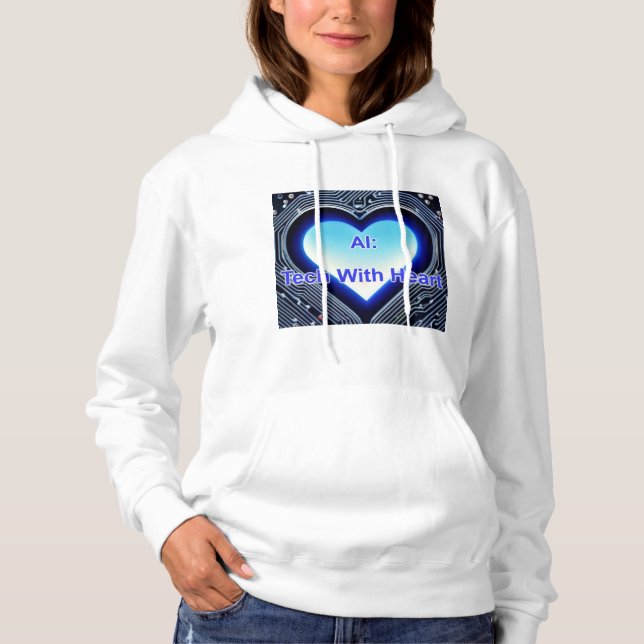 AI: Tech med Hjärta Dam Vit T Shirt (Framsida)