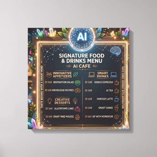 AI-tema Fantasy Café Meny Design Canvastryck (Framsida)