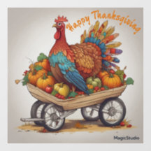AI Turkiet Wheelbarrow Thanksgiving Window Decal