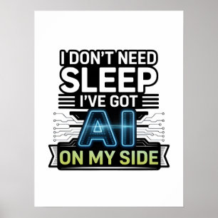 AI vid min sida – Roligt teknikcitat Poster
