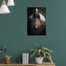 AI Vikingkrigare som håller sköld Poster