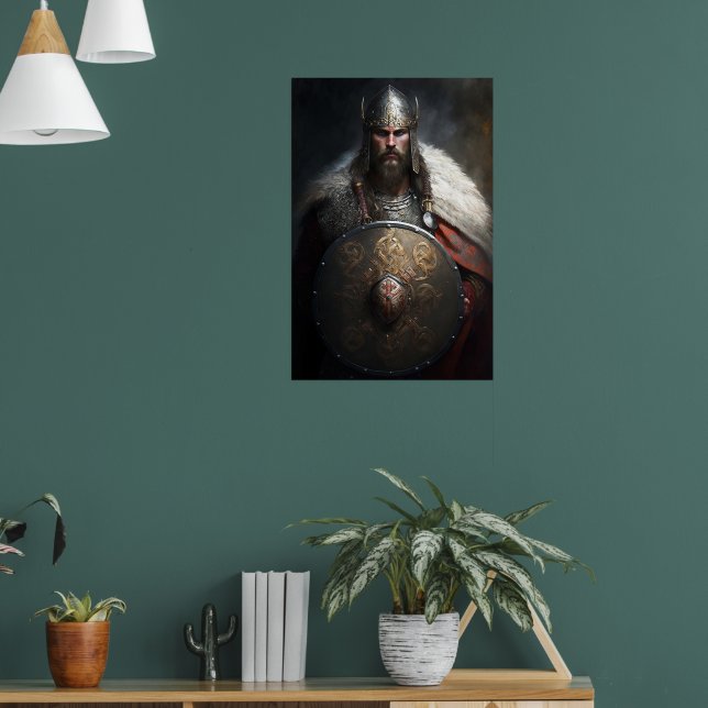 AI Vikingkrigare som håller sköld Poster (Vardagsrum 1)