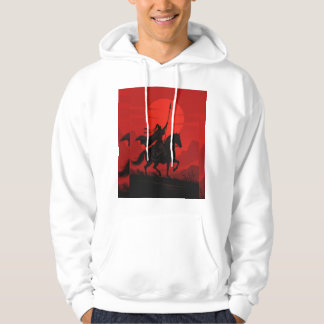AI Warrior Spirit – Modig röd sol Silhuett Hoodie