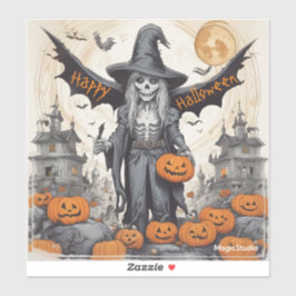 AI Winged Skeleton Halloween Vinyl Sticker Klistermärken