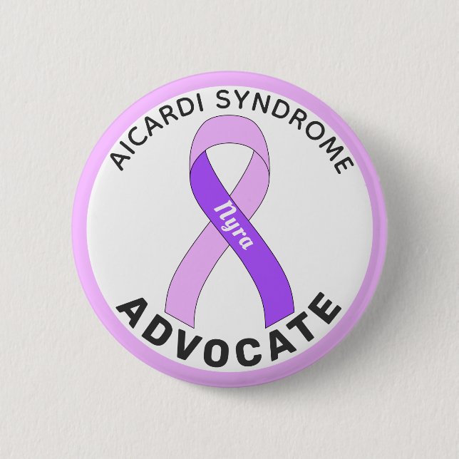 Aicardi Syndrome Advocate Ribbon White Button Knapp (Framsida)