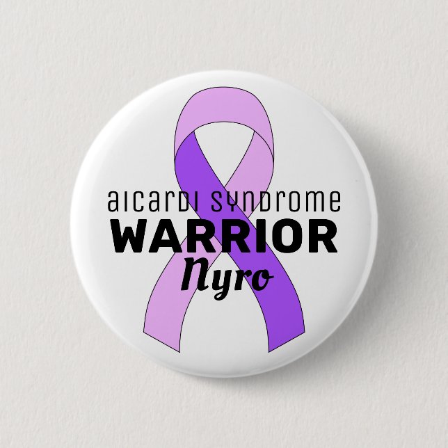 Aicardi Syndrome Warrior Ribbon White Button Knapp (Framsida)