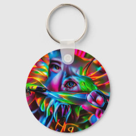 Aichmofobia: Vivid Surreal Art Nyckelring