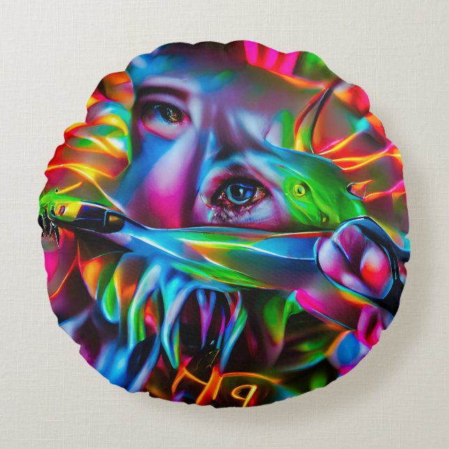 Aichmofobia: Vivid Surreal Art Rund Kudde (Framsidan)