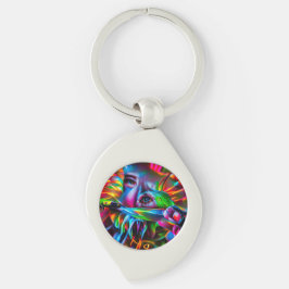 Aichmofobia: Vivid Surreal Art Swirl Silverfärgad Nyckelring