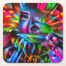 Aichmofobia: Vivid Surreal Art Underlägg Papper Kvadrat