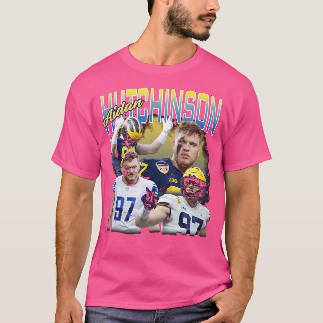 Aidan Hutchinson Retro Collage T Shirt (Framsida)