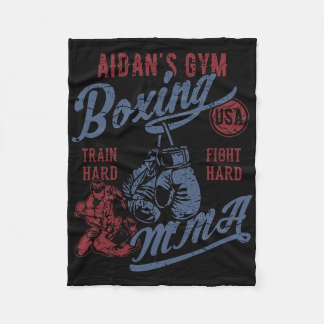 Aidans grammofon Boxing Mma Retro Design for Namn  Fleecefilt (Framsidan)