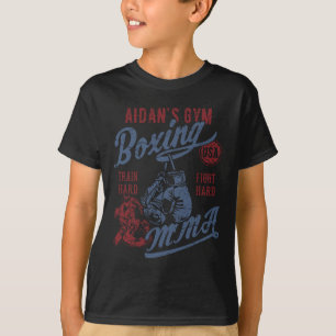 Aidans grammofon Boxing Mma Retro Design for Namn T Shirt