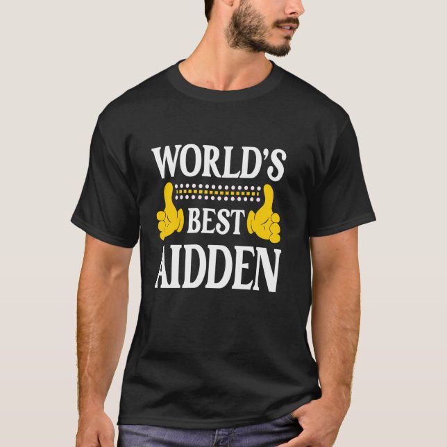 Aidden Personal Namn Funny First Namn World's Best T Shirt (Framsida)