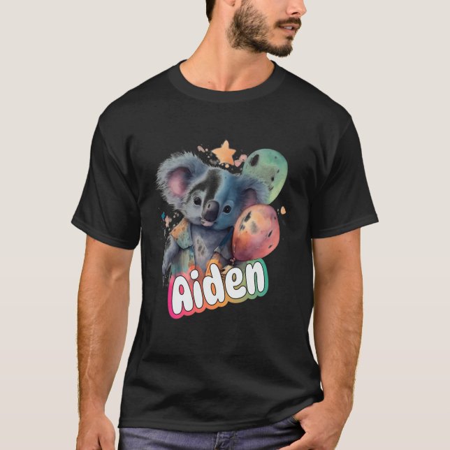 Aiden - Cute Boy Namn med Cute Koala T Shirt (Framsida)