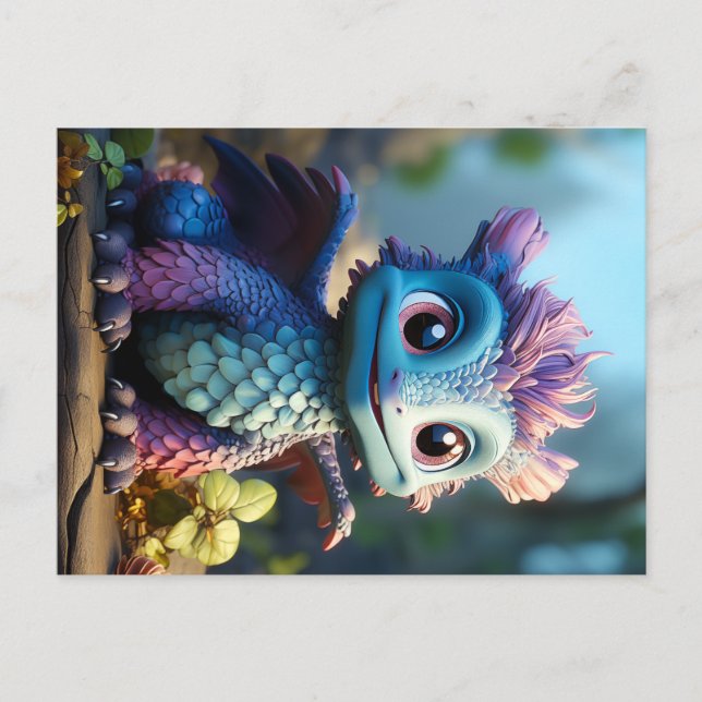 Aiden, en Whimsical Dragon Helg Vykort (Framsida)