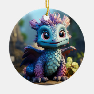 Aiden, en Whimsical Dragon Julgransprydnad Keramik