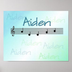 Aiden Musical Namn Nursery Room Poster