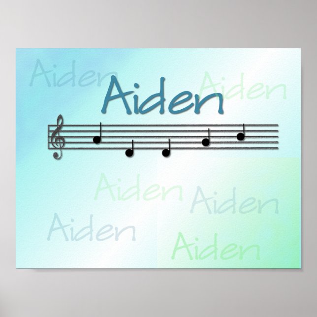 Aiden Musical Namn Nursery Room Poster (Framsidan)