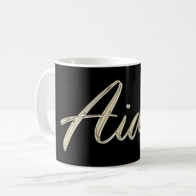 Aiden Name whitegold Tasse Teetasse Kaffeetasse Kaffemugg (Framsida vänster)
