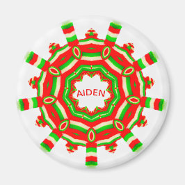 AIDEN ~ Personlig jul Wheel Fractal ~ Magnet