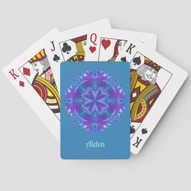 AIDEN ~ STUNNANDE! Lila, Aqua och Vit Design  Casinokort (Baksidan)