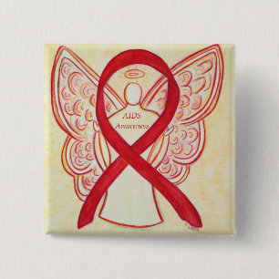 AIDS Awareness Ribbon Angel Anpassningsbar Art Pin Knapp