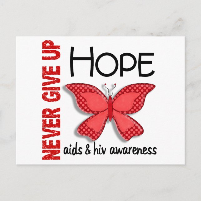 AIDS har aldrig Ge Up Hope Butterfly 4.1 Vykort (Framsida)