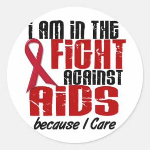 AIDS hiv/aids i kampen 1 Runt Klistermärke