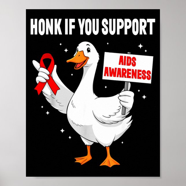 Aids_hiv Awareness Funny Goose World Aids Day Red  Poster (Framsidan)