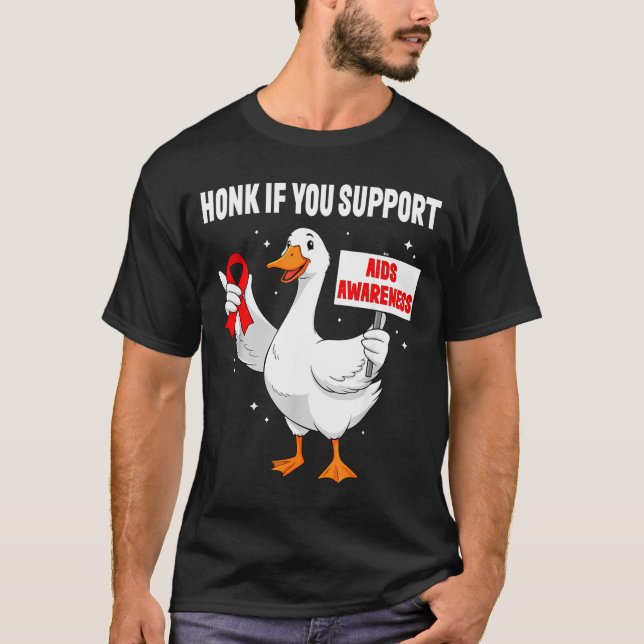 Aids_hiv Awareness Funny Goose World Aids Day Red  T Shirt (Framsida)