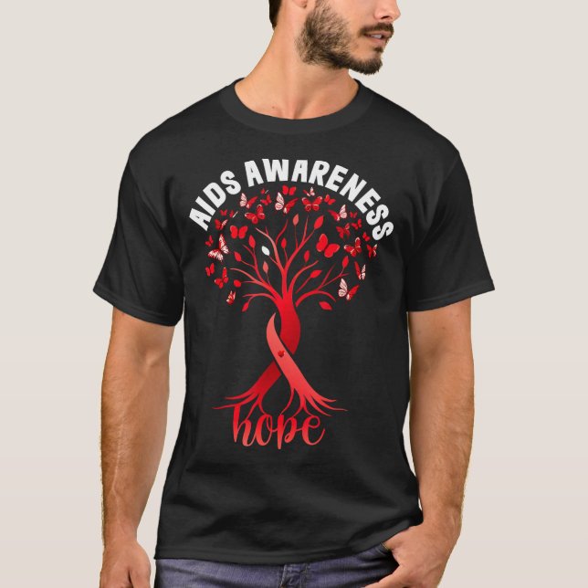 Aids_hiv Awareness World Aids Day Red Ribbon Hope  T Shirt (Framsida)