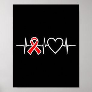 Aids Hiv Hjärt Sjukdom Röd Medvetenhet Band Hjärta Poster