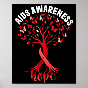 Aids_hiv Medvetenhet Världsaidsdagen Rött Band Hop Poster