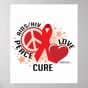 AIDS/HIV Peace Kärlek Cure Poster