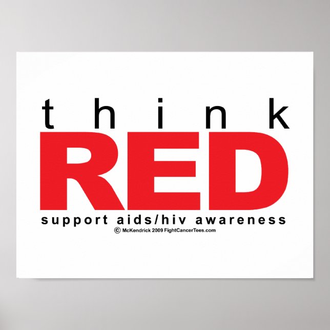 AIDS/HIV Tänka Red Poster (Framsidan)