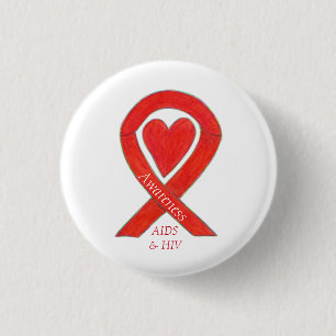 AIDS och HIV- medvetenhet Hjärtband Anpassad pin Knapp