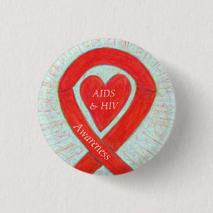 AIDS och HIV- medvetenhet Hjärtband Anpassad pin Knapp