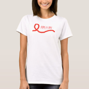 AIDS och hiv-medvetenhet Röda band Pärlor T Shirt