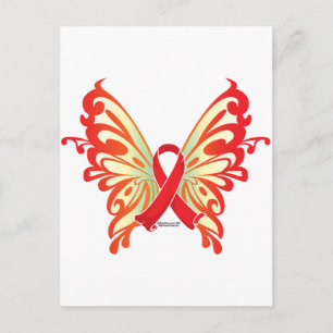 AIDS Ribbon Butterfly Vykort