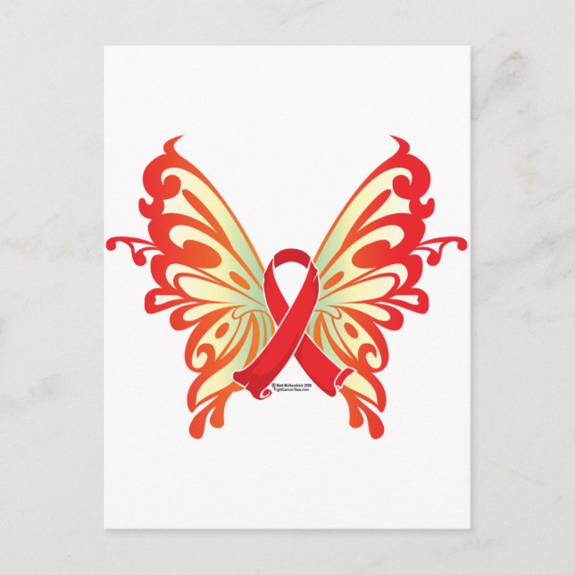 AIDS Ribbon Butterfly Vykort (Framsida)