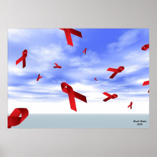 AIDS Rosett band som Flyter i Himlar Poster