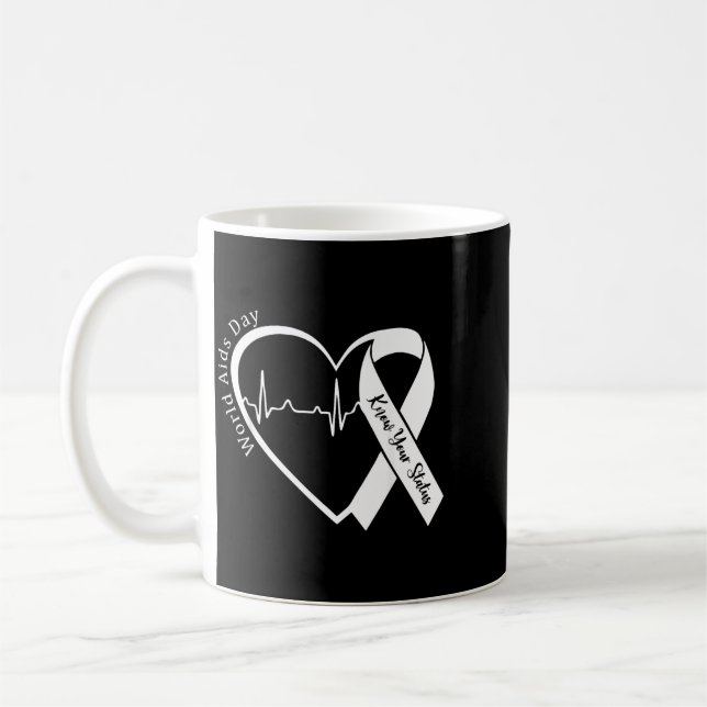 Aids Stöd Röd Band Världsaidsdagen Hiv Aids Kaffemugg (Vänster)