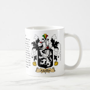 Aiello, ursprung, det menande och vapenskölden kaffemugg