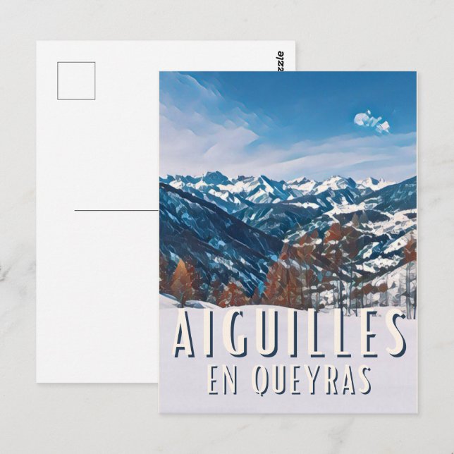 Aiguilles en Queyras Station Vykort (Fram/baksida)